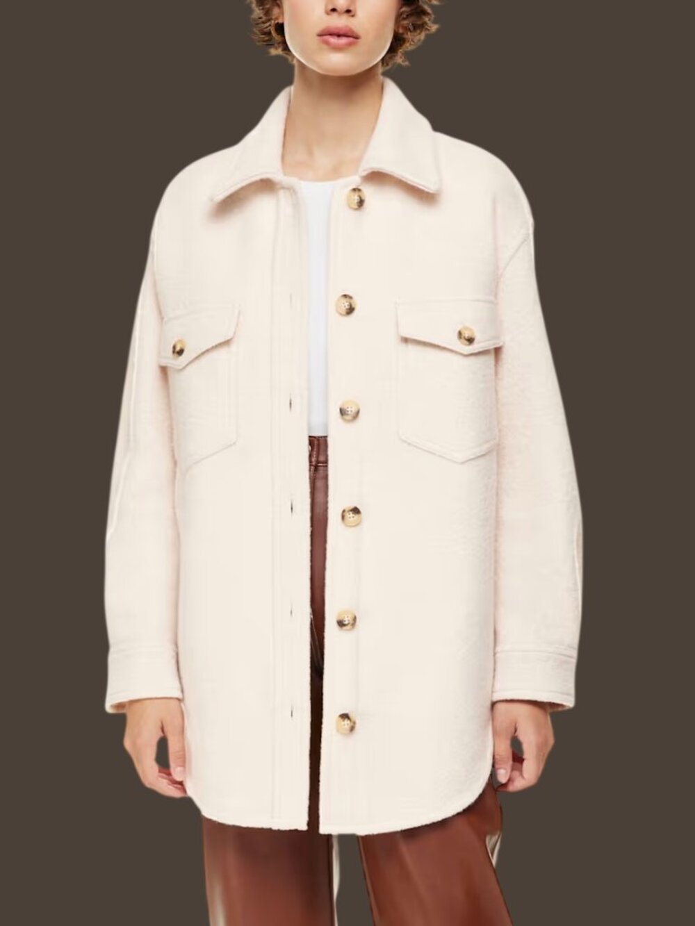 Aritzia Wilfred Free The Ganna Shirt Jacket Shacket Heather Bone Small